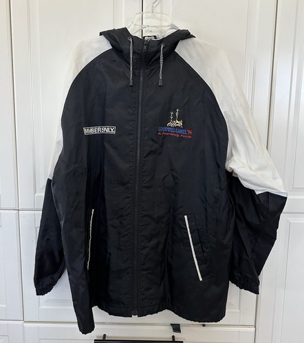 Members Only Men's Windbreaker Jacket Hoodie 94 Goodwill Games Size M - Picture 1 of 8