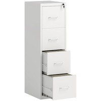 HOMCOM 4 Drawer Filing Cabinet Steel File Cabinet for A4 Letter Size White