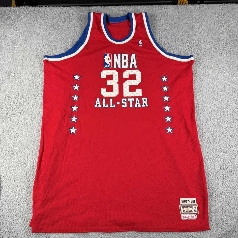 Camiseta de colección NBA All Star para hombre 60 Magic Johnson baloncesto madera dura 1987-88 80 Foto 2 de 4