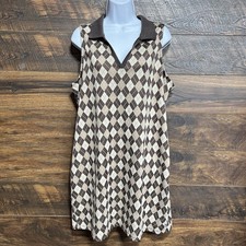 Madden NYC 3X Bodycon Min Women's Sleeveless V-Neck Brown Polo Collar