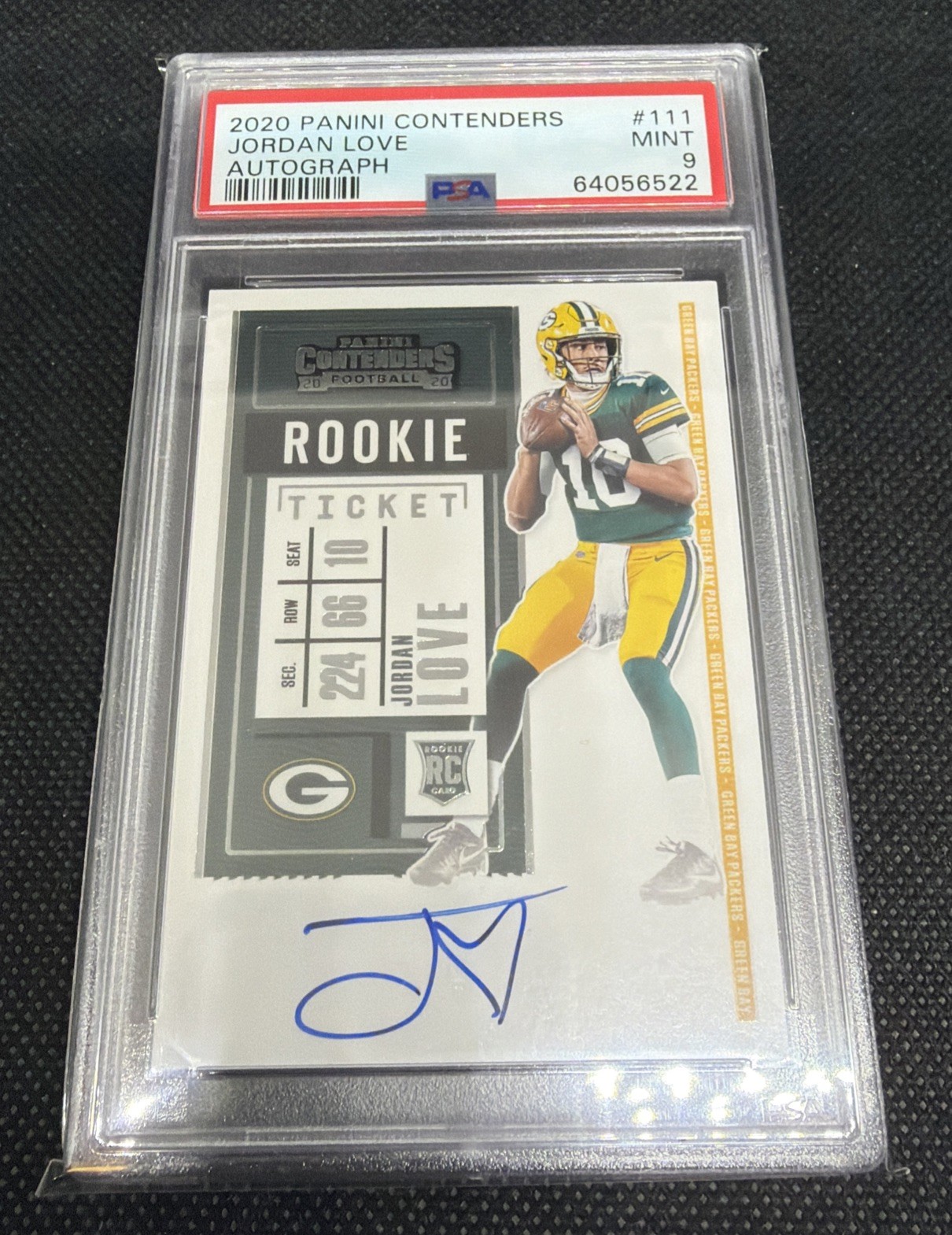 Jordan Love 2020 Panini Contenders #111 Rookie Ticket Auto PSA 9 MINT Packers