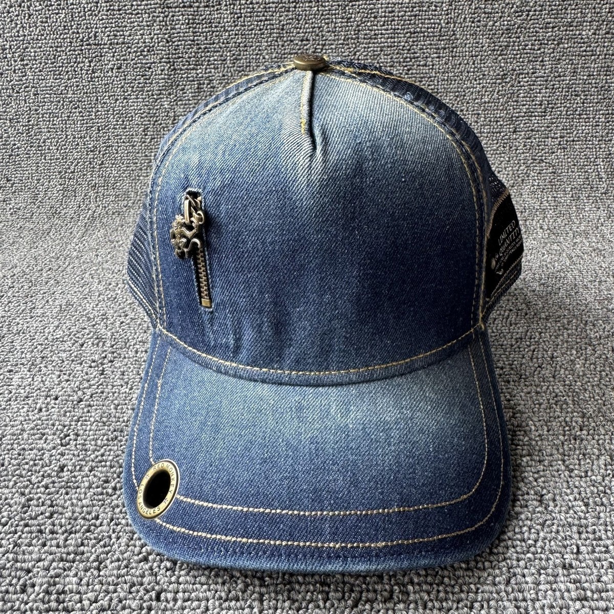 Red Monkey Los Angeles denim mesh snapback cap