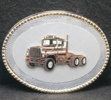 XF05122 FANTASTIC VINTAGE 1970s SEMI-TRUCK TRUCKING ARTWORK MENS BELT BUCKLE