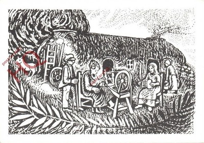 Ansichtskarte>>Szene des alten schottischen Landlebens, Das Crofter's House