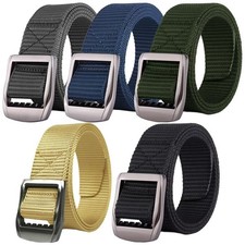Enzo Mens Canvas Belts Adjustable Metal Ratchet Buckle Quick Release Belts