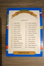 1991 Donruss - Diamond Kings Checklist #27 2 Yellow Stripes on Right Border