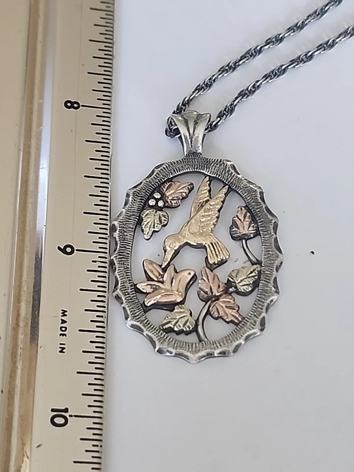 Collar DE COLECCIÓN LANDSTROM PLATA ESTERLINA Y ORO COLGANTES NEGRAS 10KT Foto 3 de 4