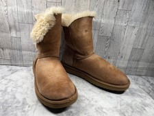 UGG Bailey Button Boots Women 9M Shoes Brown Suede Shearling Comfort Bootie