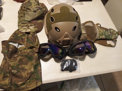 Airsoft Ops Core Type, Two Sets Of Googles, Face Mask And Face Cover And BB Hat