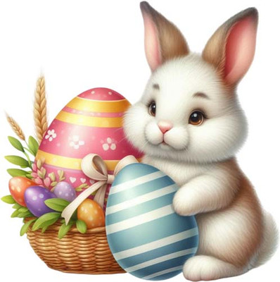 Bunter Osterhase Kaninchen Ei Wandbild Schlafzimmer Vinyl Aufkleber Abziehbild 6 Größen