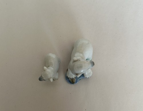 Wade Whimsies Vintage 1950s Porcelain Polar Bear And Cub Figures From Set 6 - Picture 9 of 10
