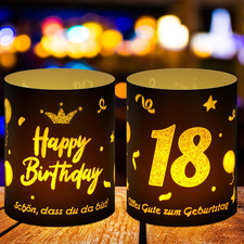 18 Geburtstag Deko Junge Mädchen,12 Stück Windlicht Tischdeko 18 Jahre Happy