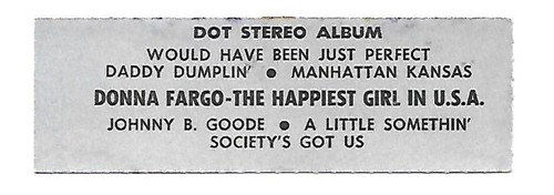 Donna Fargo, Would Have Been Just Perfect/Daddy Dumplin, 33's Jukebox Label 