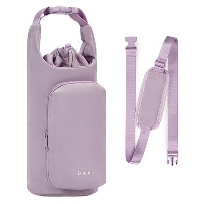 Ceneda Water Bottle Carrier Bag with Phone Pocket 32oz 40oz Medium, Purple