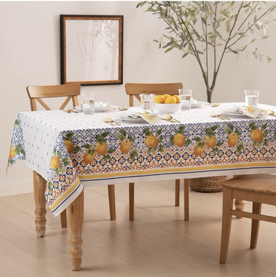 Elrene Home Fashions 60x102 Oblong Lemon Mediterranean Tablecloth, Polyester