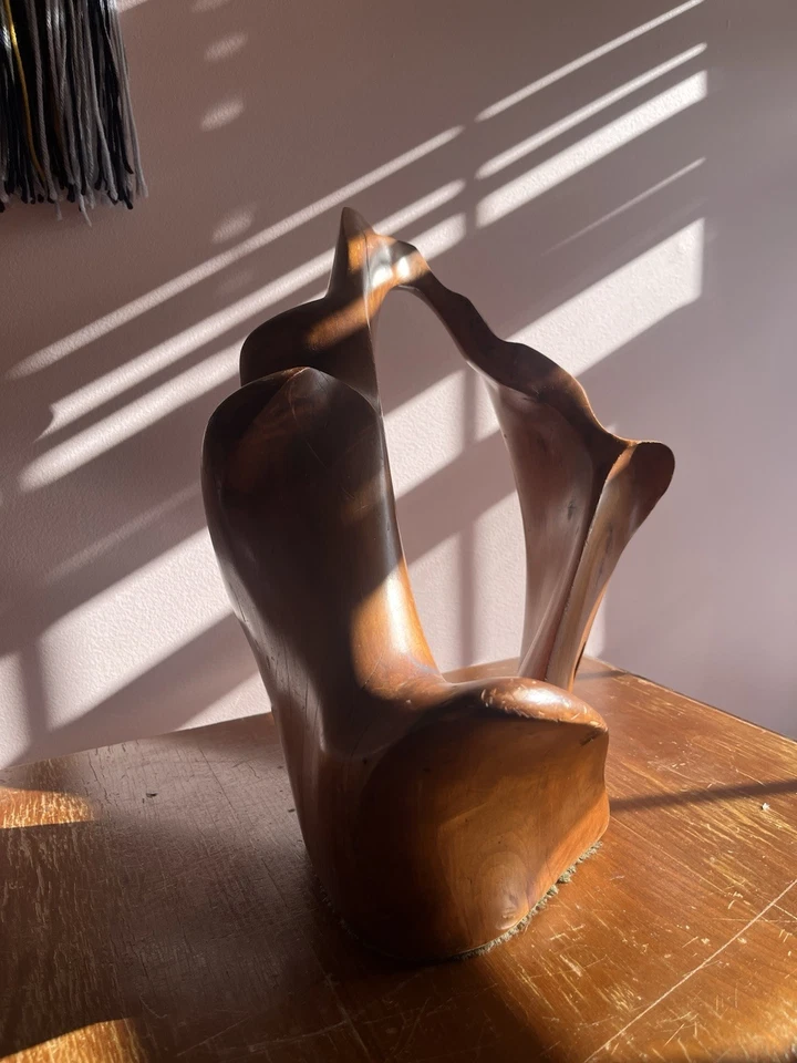 Escultura de madera abstracta MCM moderna de mediados de siglo de 1960 firmada por Lorenzo Foto 2 de 4