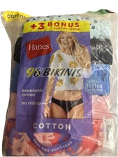 Hanes Women's Cotton Bikini 9 Pack Underwear Size 9