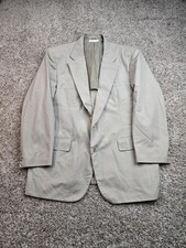 Vintage Brooks Brothers Blazer Jacket Mens 42 Beige 2 Button Cotton USA Made 90s