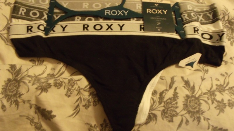 3-Black/White/Gray Roxy Cotton Tag Free Thong Panties *NEW* XL 8