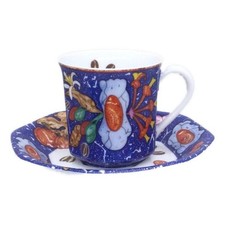 Hermes Marqueterie Pierres d'Orient et d'Occident Blue Cup and Saucer Porcelain