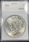1926-P Peace Silver Dollar $1 Rare ANA Holder MS63 Uncirculated