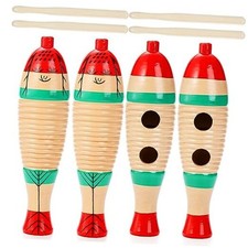 4 Pack Guiro Instrument Fish Shaped, Latin Percussion Instrument for Kids,