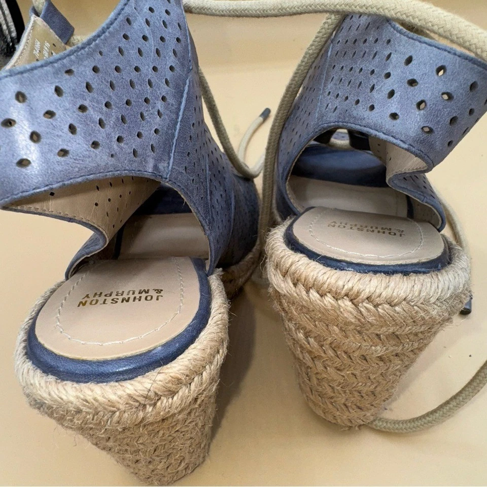 Johnston & Murphy Mandy Perfed Ghillie Espadrille 坡跟,女式 6 码,二手状况完好 — 第 4/4 张图片