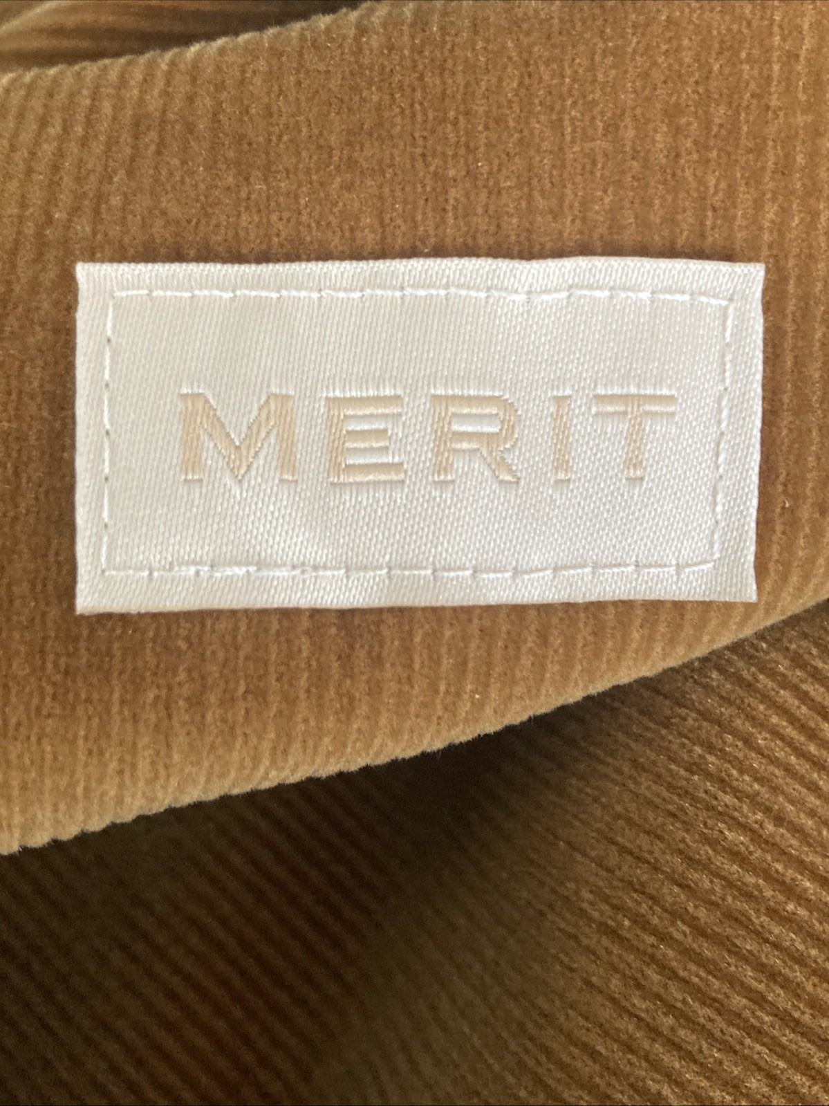 Merit Beauty Signature Cosmetic Makeup Bag Washable Corduroy Tie Top Pouch Small