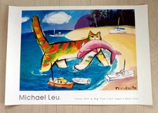 Michael Leu Exhibition Signed "Fuzzy Got A Big Fish" NY Art Expo Promo Poster
