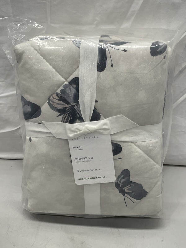 Pottery Barn King Shams Butterfly Kisses Organic Percale Set Of 2