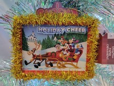 Disney Parks Retro Style Christmas Ornament Gold Garland Mickey Donald Goofy NEW