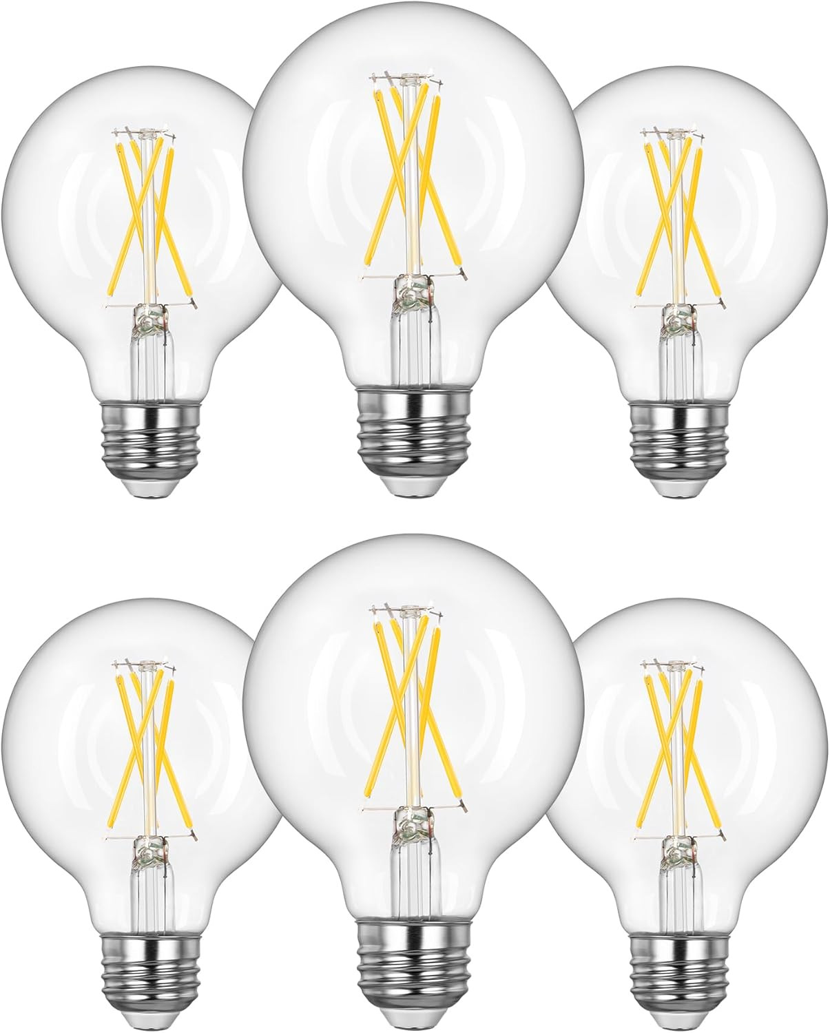 6 Pack G25 Globe Light Bulbs, Dimmable Vintage LED Edison Bulbs, CRI90+ 5W Equiv