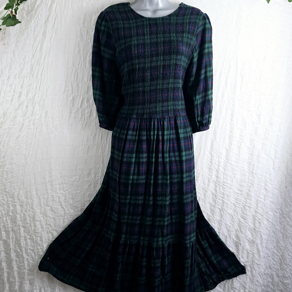Tu Tartan Plaid Brushed Cotton Maxi Prairie  Midi Dress Sz 18. - Image 2 of 4