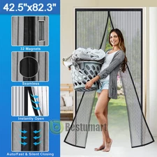 42"x85" Magnetic Door with Heavy Duty Strong Magnet and Mesh Curtain Transparent