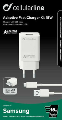 Cellularline 2in1 Lade Kabel + USB Netzteil Schnellladegerät 15W Samsung 317