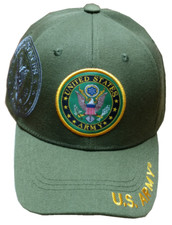 U.S. Army, Army Emblem, Emblem shadow on side, Green hat