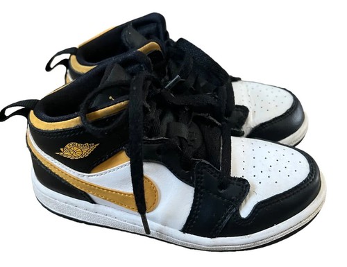 Nike Air Jordan 1 Retro Mid TD Pollen Black White 640735-177 Toddler Size 10C | eBay