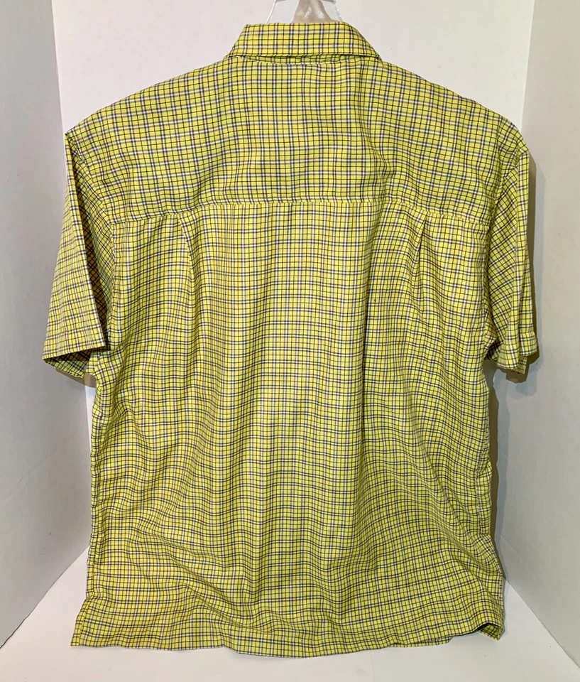 Camisa Point Zero Manufacturing Para Hombres Amarilla A Cuadros Manga Corta Abotonada Grande Foto 2 de 4
