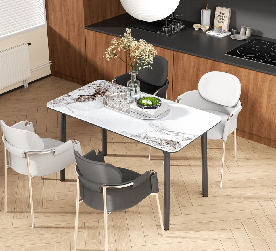 Ink Texture Sintered Stone Glass Top Kitchen Dining Table Rectangle  Slate Table - Image 4 of 4