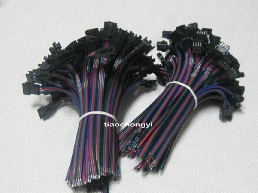 4 PIN Male and Female RGB Connector Wire Cable For 3528 5050 SMD LED Strip 10set