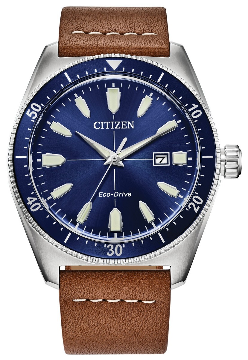 Citizen Men's Sport Casual Eco-Drive Date Brycen Brown Leather