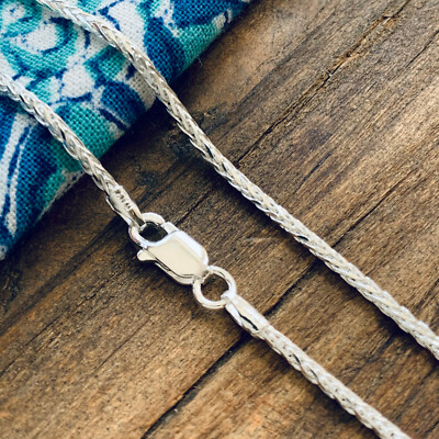 #ad Real Solid 925 Sterling Silver Diamond Cut Wheat Spiga Rope Chain Necklace Italy $50.99