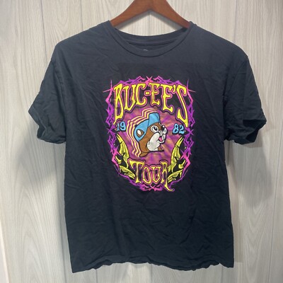 Buc-ees Shirt Adult Large Black Bucees Tour 1982-2021 Graphic Double Sided Tee