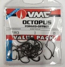 VMC 7199-CB  Forged Octopus Size 2, 25 Pack Coastal Black VALUE PACK