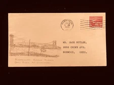 PA HOMESTEAD OCT 19 1929 FDC #681 BEAZELL CACHET OHIO RIVER SUSPENSION BRIDGE