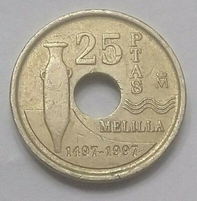 1997 (1497-1997) Melilla Spain 25 peseta commemorative coin