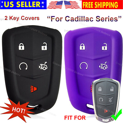 2Pcs Silicone Cover Holder Protector Remote Control Smart Case for Cadillac Key