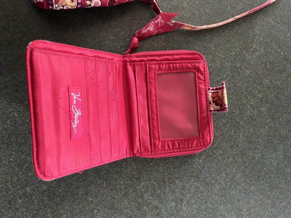 Vera Bradley Mini Crossbody Purse Bag Raspberry Fizz & Wallet. - Image 3 of 4