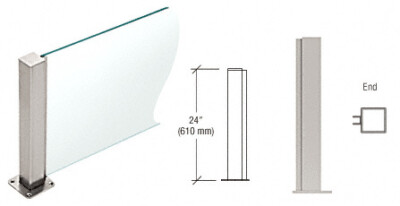 Brushed Stainless 24'' High 1-1/2'' Square PP43 Plaza Series Counter/Partition E