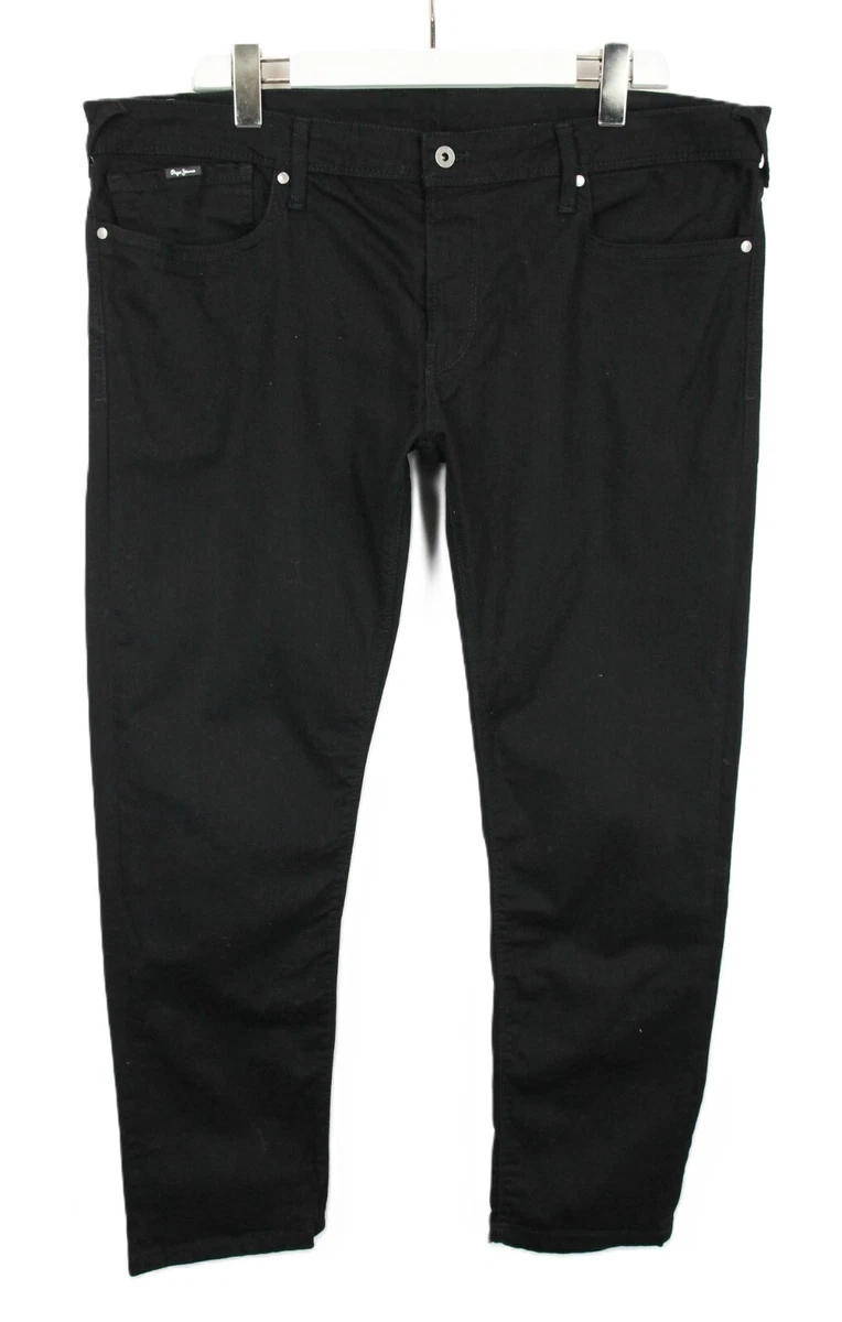 Pepe Jeans Hatch Slim Low Waist Men W40/L30 Zipper Fly Denim Black